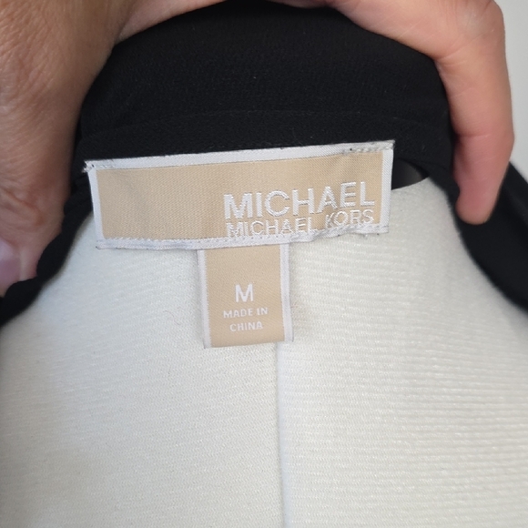 ✨ Michael Michael Kors Black & White Plaid Chiffon Dress with Slip – Size M ✨ - Picture 8 of 12